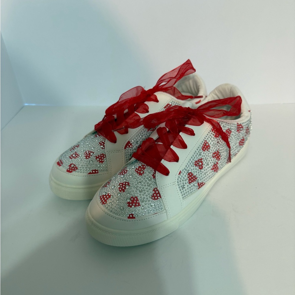 Cato White and Red Heart Sneakers